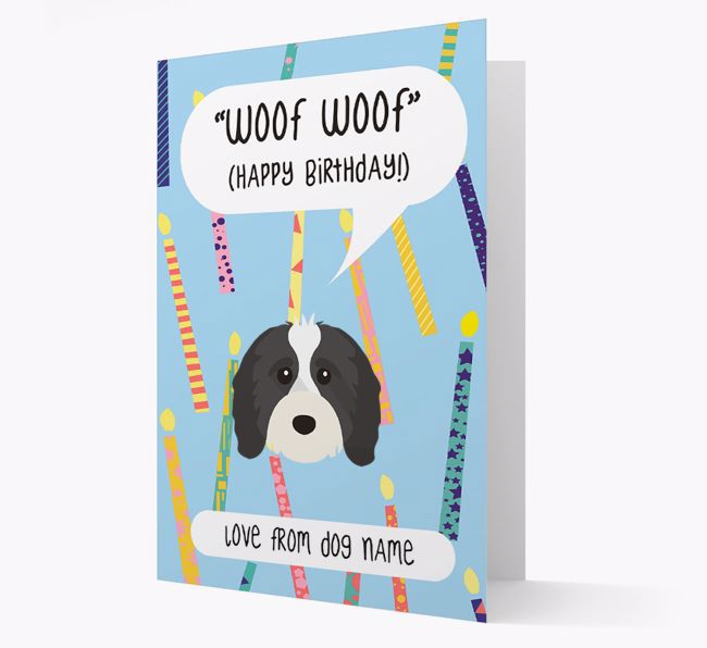 Personalized 'Woof Woof' Birthday Card with {breedFullName} Icon